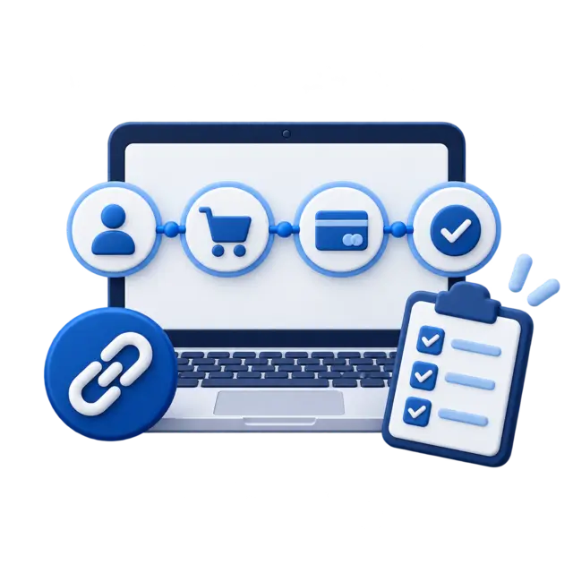 Connected order checklist and laptop workflow